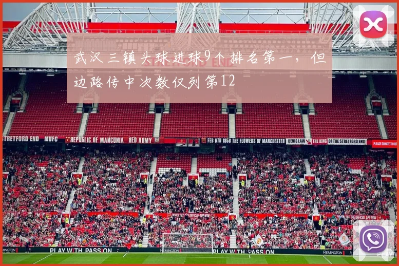 武汉三镇头球进球9个排名第一，但边路传中次数仅列第12